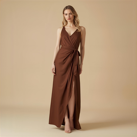 TERRA | Vestido largo marrón, casual y elegante